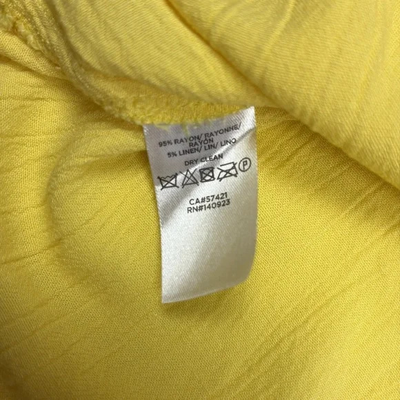 Ann Taylor LOFT Woven Gauze Button Down Dolman Sleeve Linen Shirt Yellow XS - Picture 8 of 8